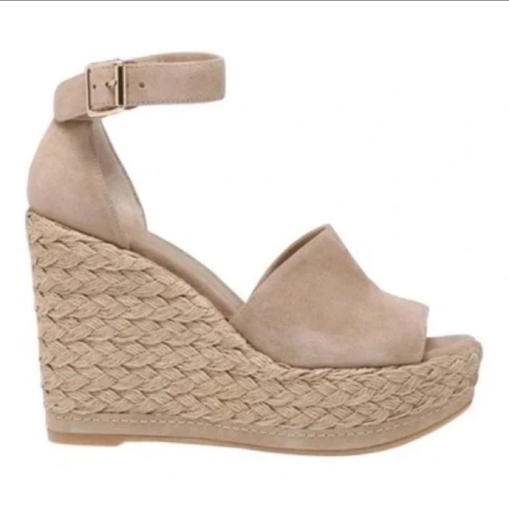 Stuart Weitzman Sohojute Wedge in Mojave Suede